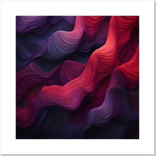 Elegant Purple and Red Waves Wallpaper Posters and Art